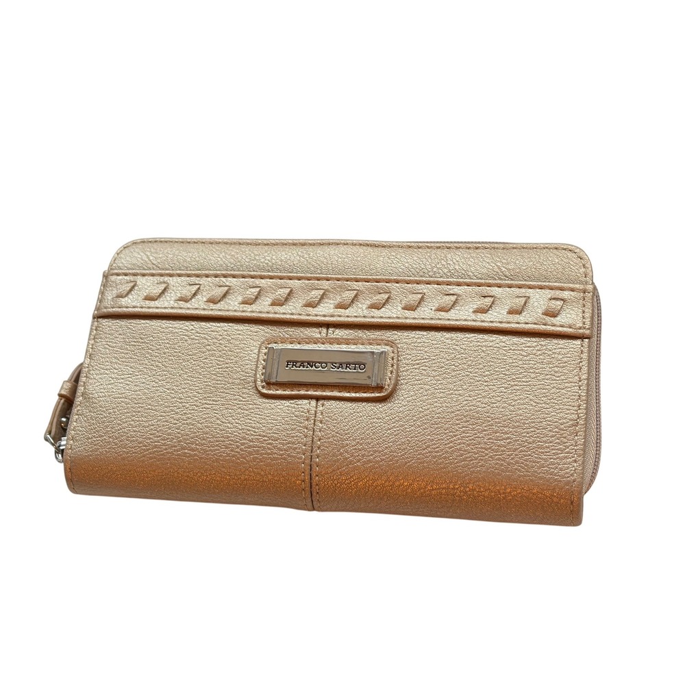 Franco Sarto Gold Pebbled Zip Around Wallet Snap Card DO NOT BUY